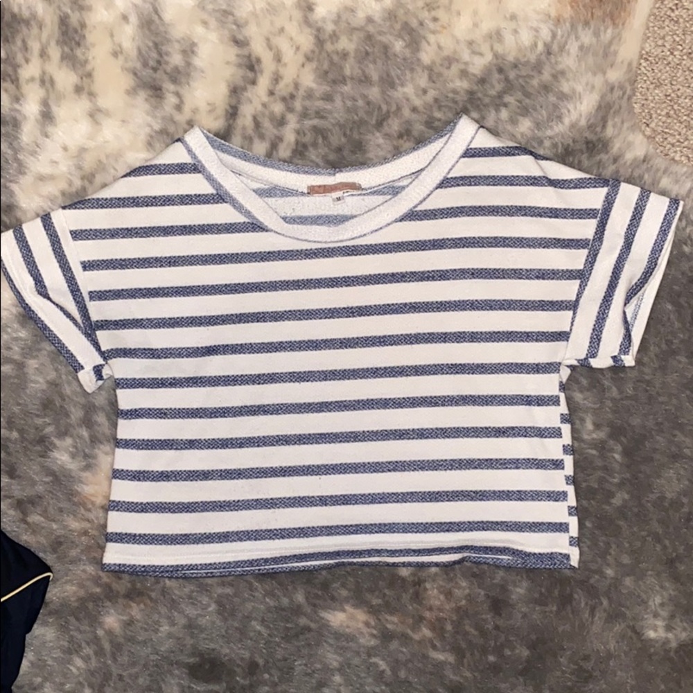 Oversized striped crop top